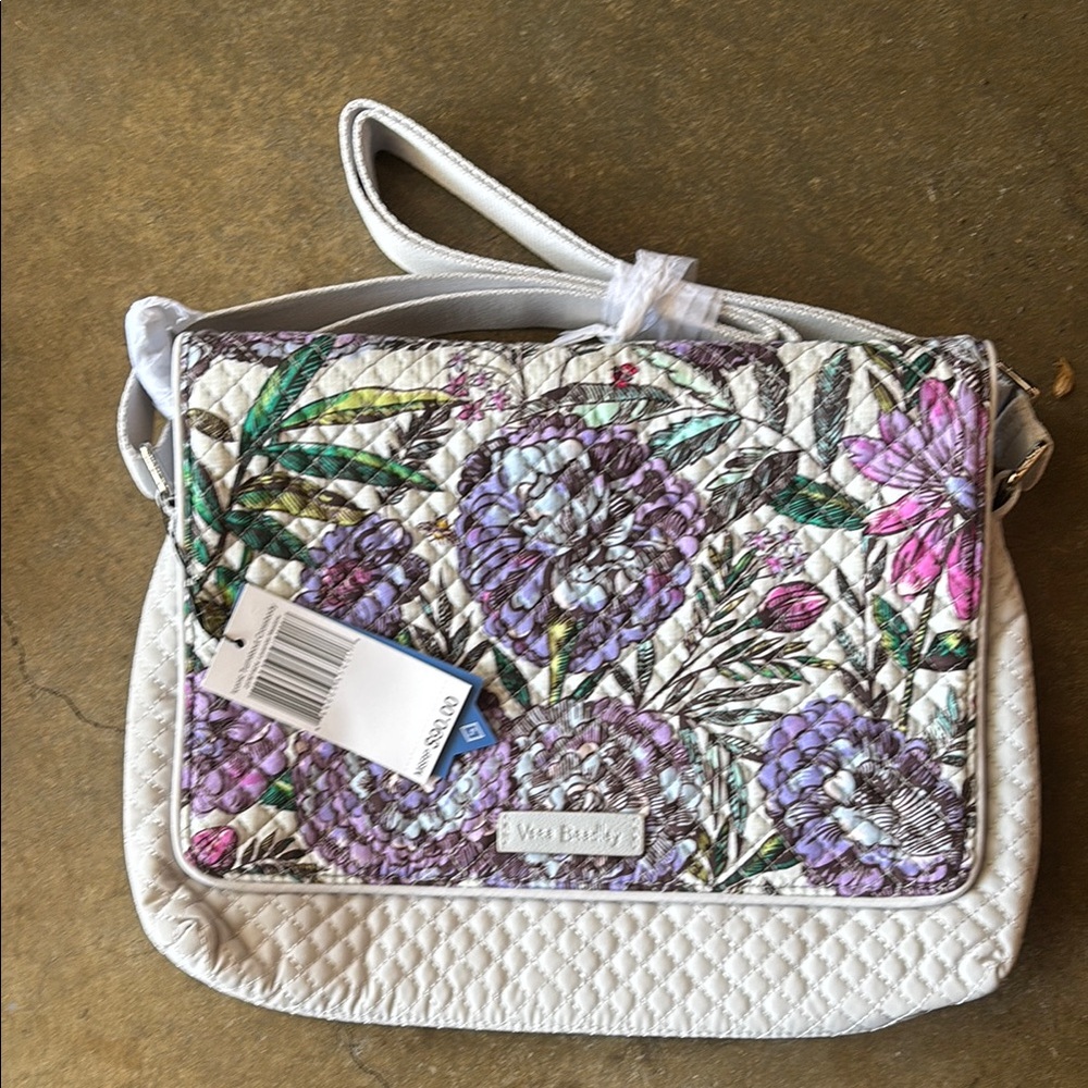 Vera Bradley Quilted Crossbody Bag White and Purple